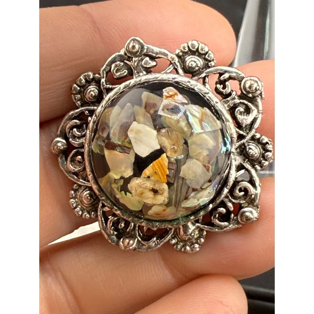 Vintage Silver Tone‎ Cocktail Ring Boho Adjustable Size 8 - Picture 6 of 10